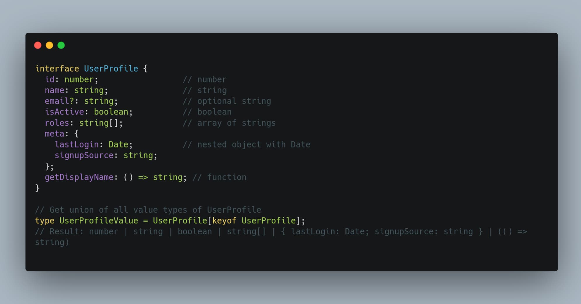 TypeScript এ Interface এর সব ভ্যালু টাইপ বের করা