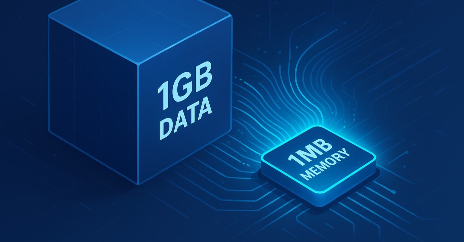 Only 1MB cost of memory while computing 1GB or more amount of Data


